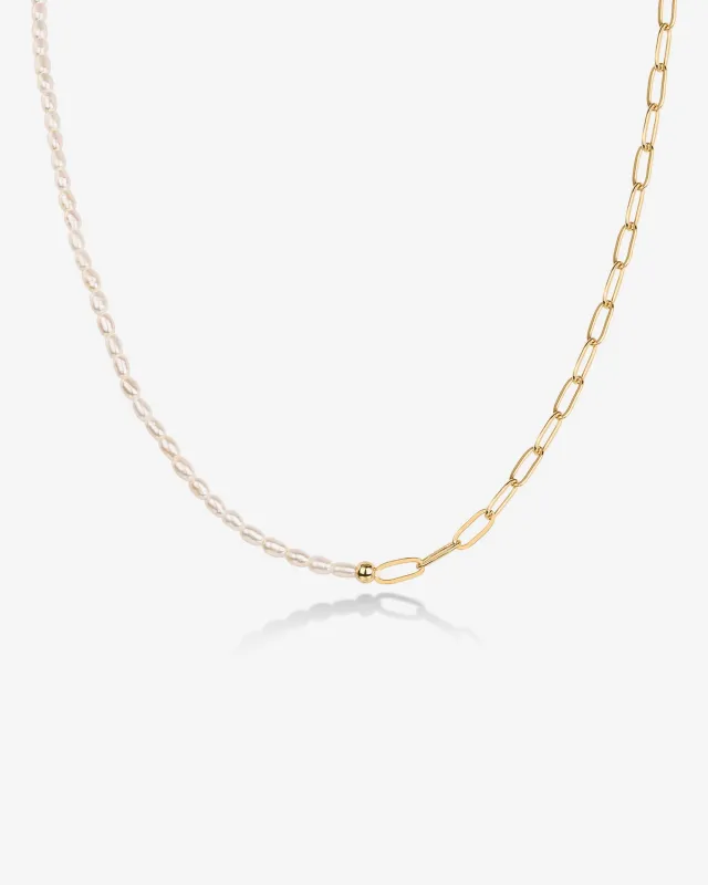 Pearl Paperclip Necklace sold by PAVOI