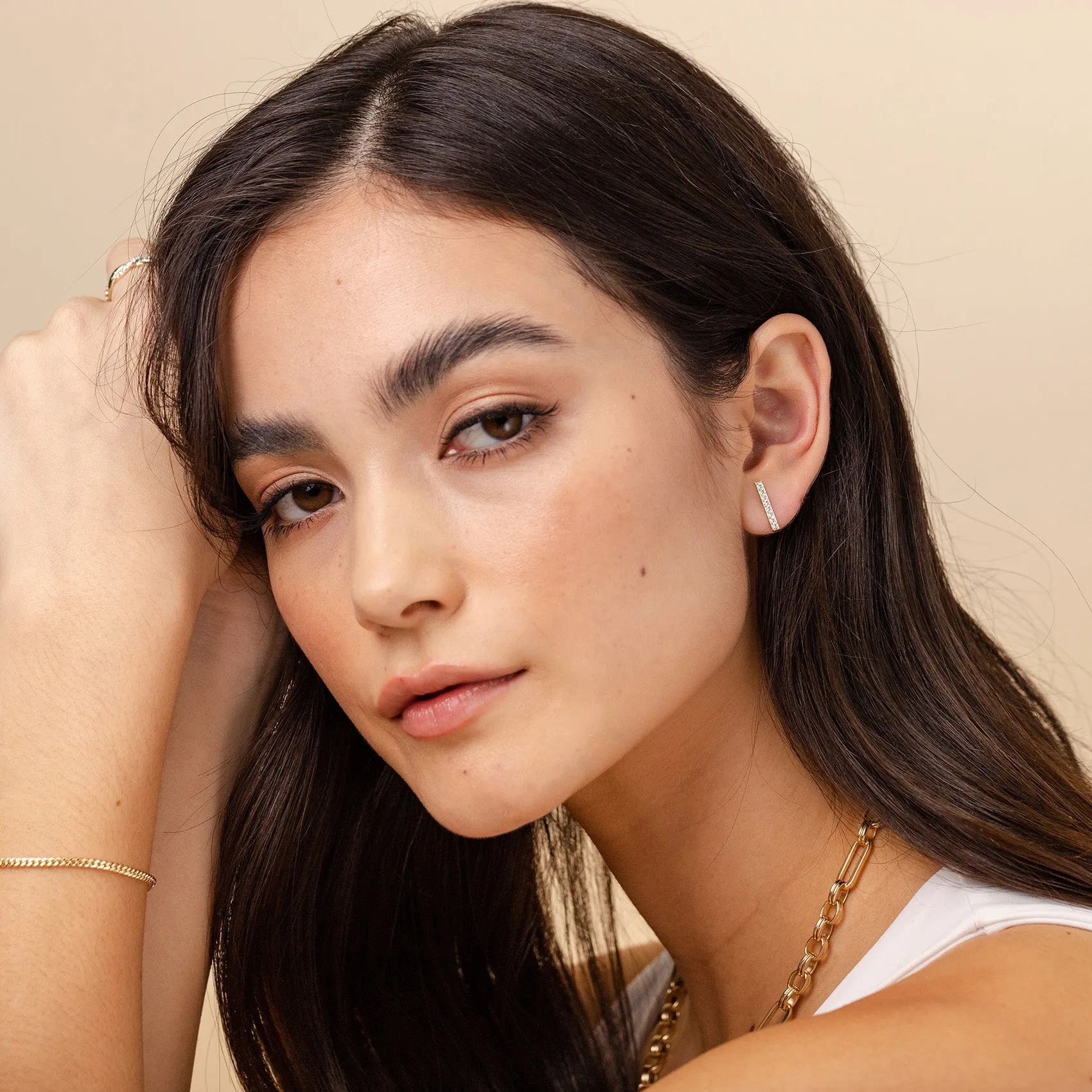 Cubic Zirconia Bar Studs sold by PAVOI product image thumbnail 4