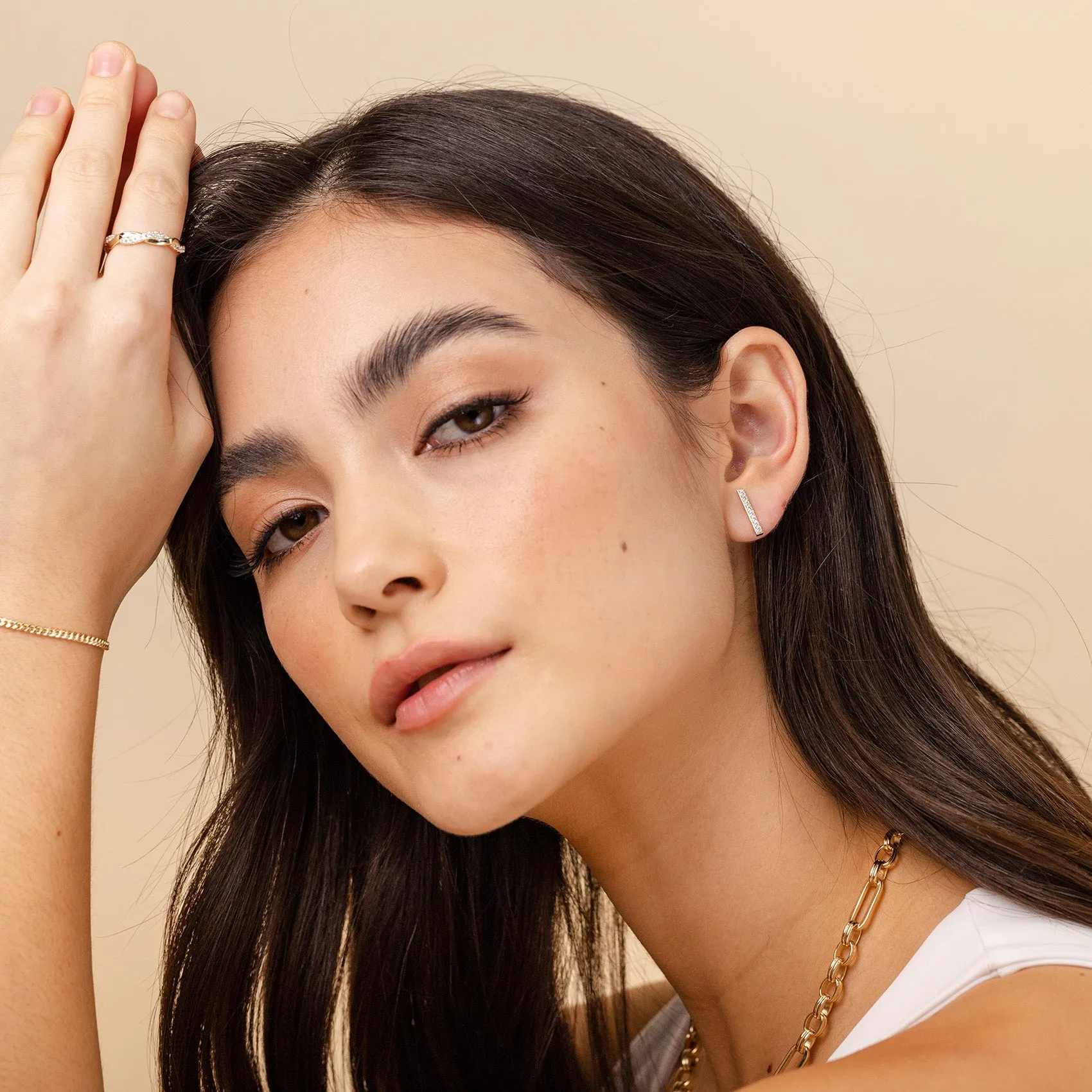 Cubic Zirconia Bar Studs sold by PAVOI product image thumbnail 2