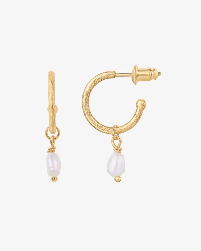 Drop Pearl Hoops sold by PAVOI