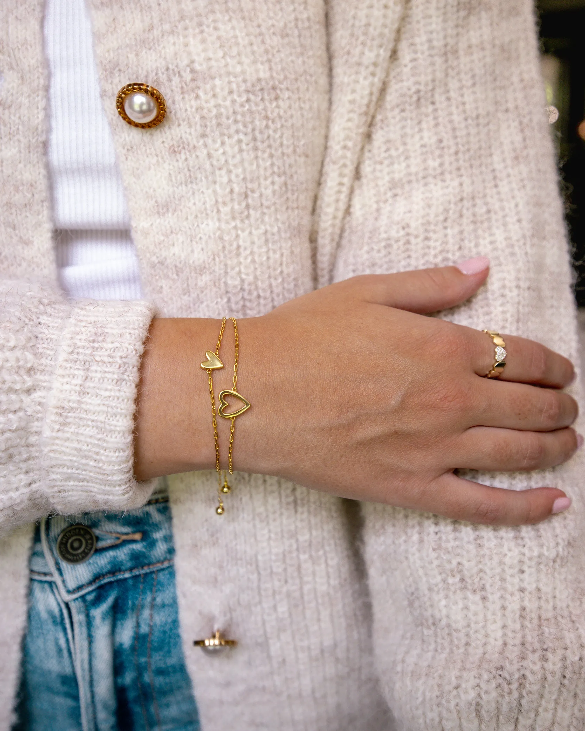 Heart Duo Charm Solitaire Bracelet sold by PAVOI product image thumbnail 4