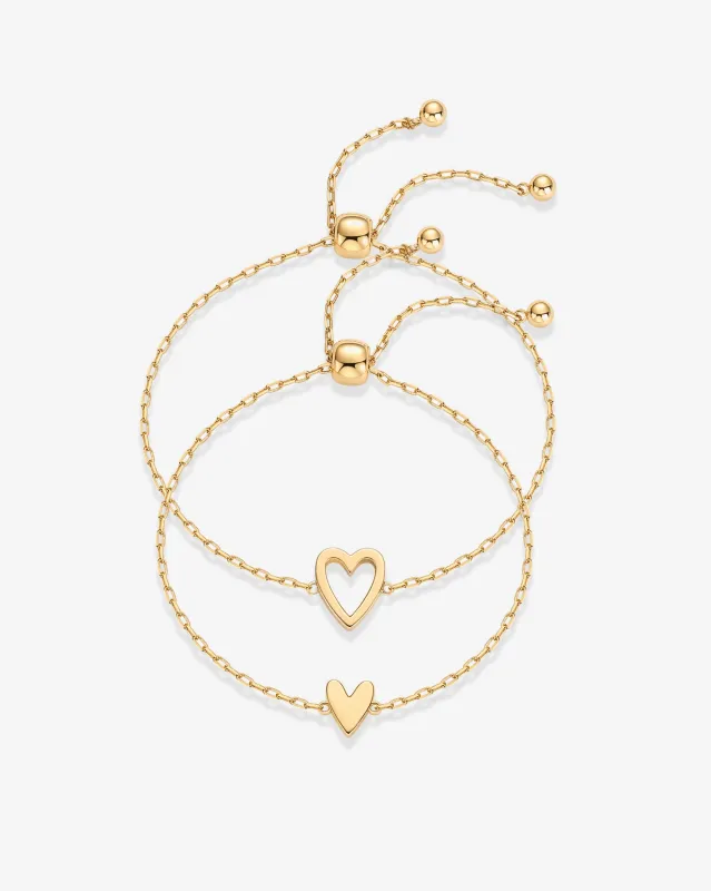 Heart Duo Charm Solitaire Bracelet sold by PAVOI