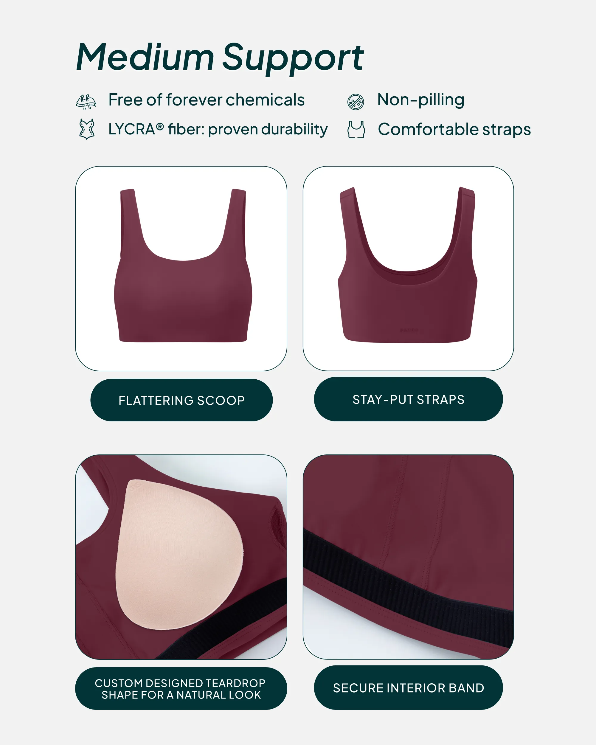 Athleisure Scoop High-Support Removable Padded Sports Bra sold by PAVOI product image thumbnail 4