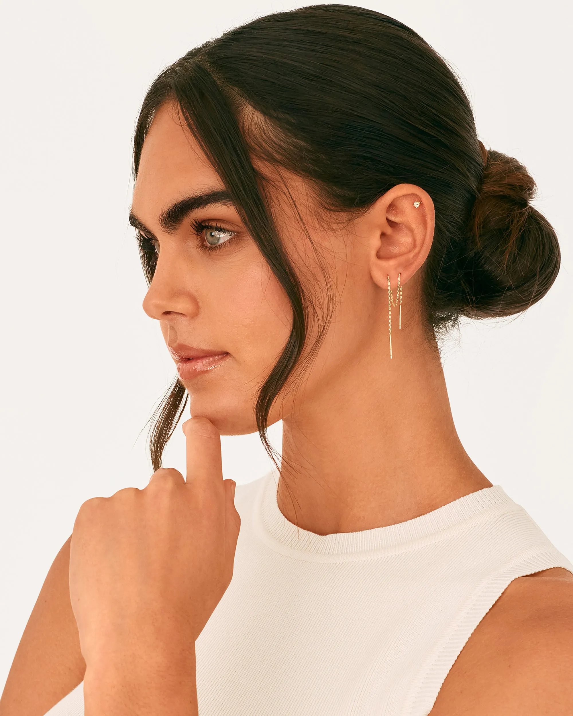 Celestial Chains Threader Earrings sold by PAVOI product image thumbnail 5
