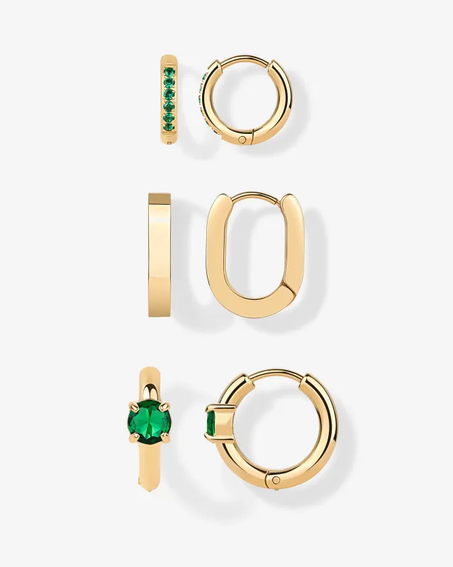Luxe Huggie Hoop Earrings Set made by PAVOI