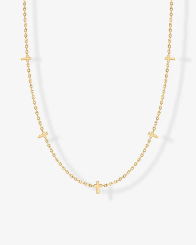 Tiny Cross Station Necklace made by PAVOI