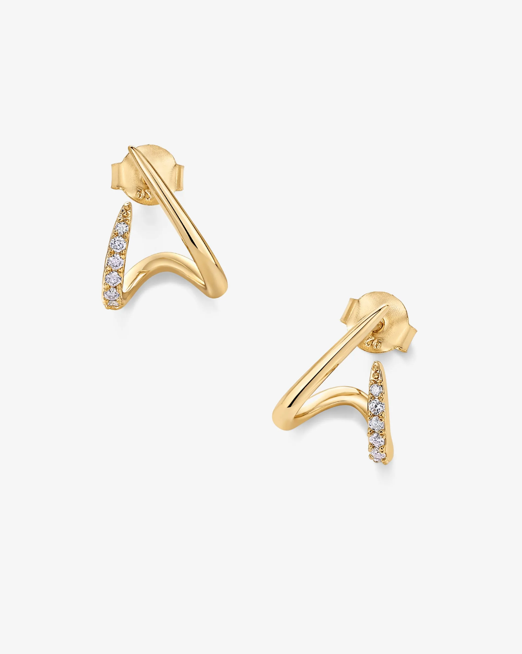 Curved Stud Earrings Cubic Zirconia sold by PAVOI product image thumbnail 3