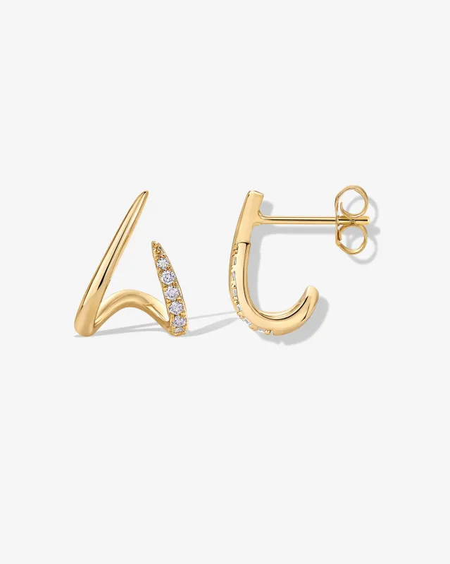 Curved Stud Earrings Cubic Zirconia made by PAVOI