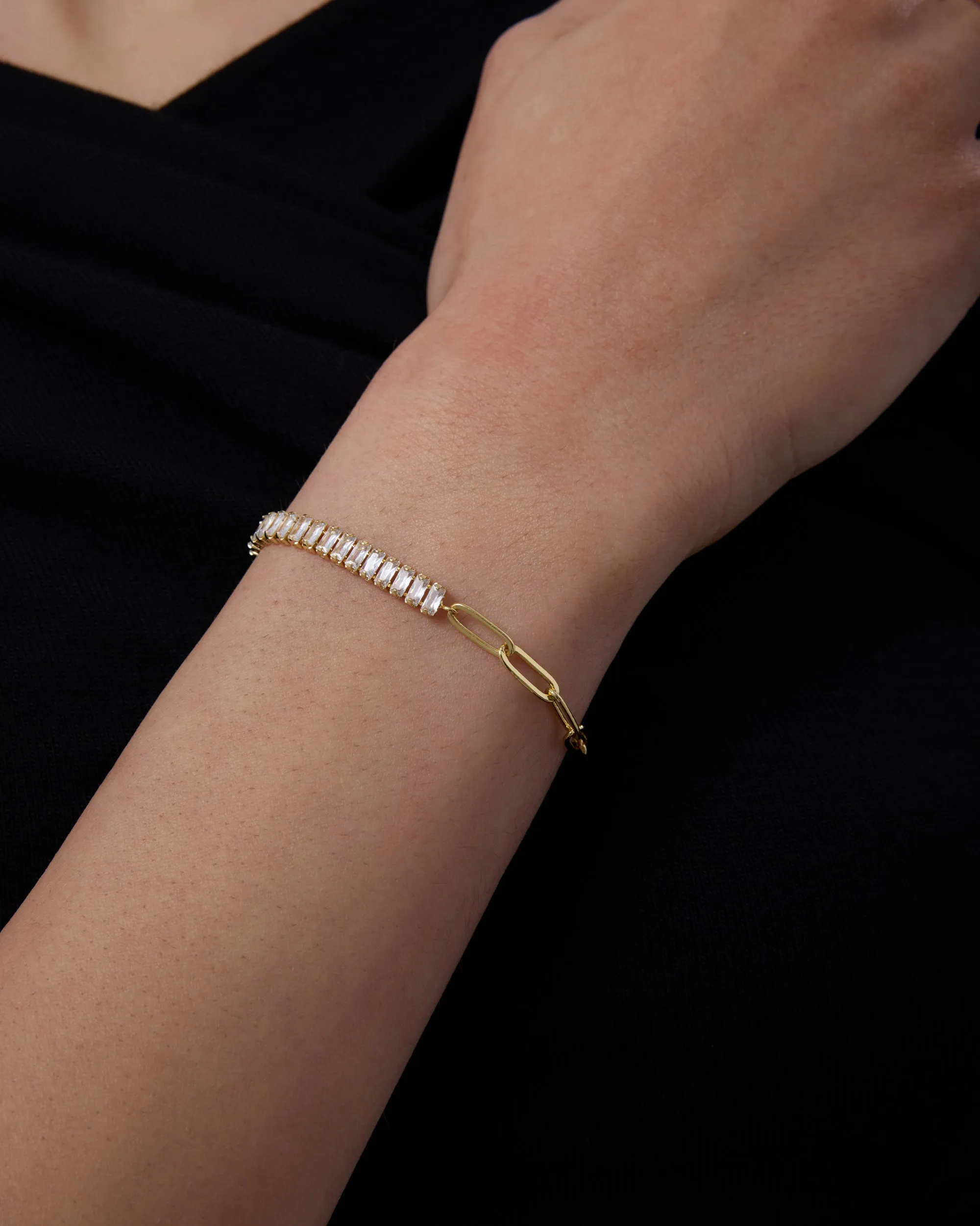 Baguette Tennis & Paperclip Bracelet sold by PAVOI product image thumbnail 5