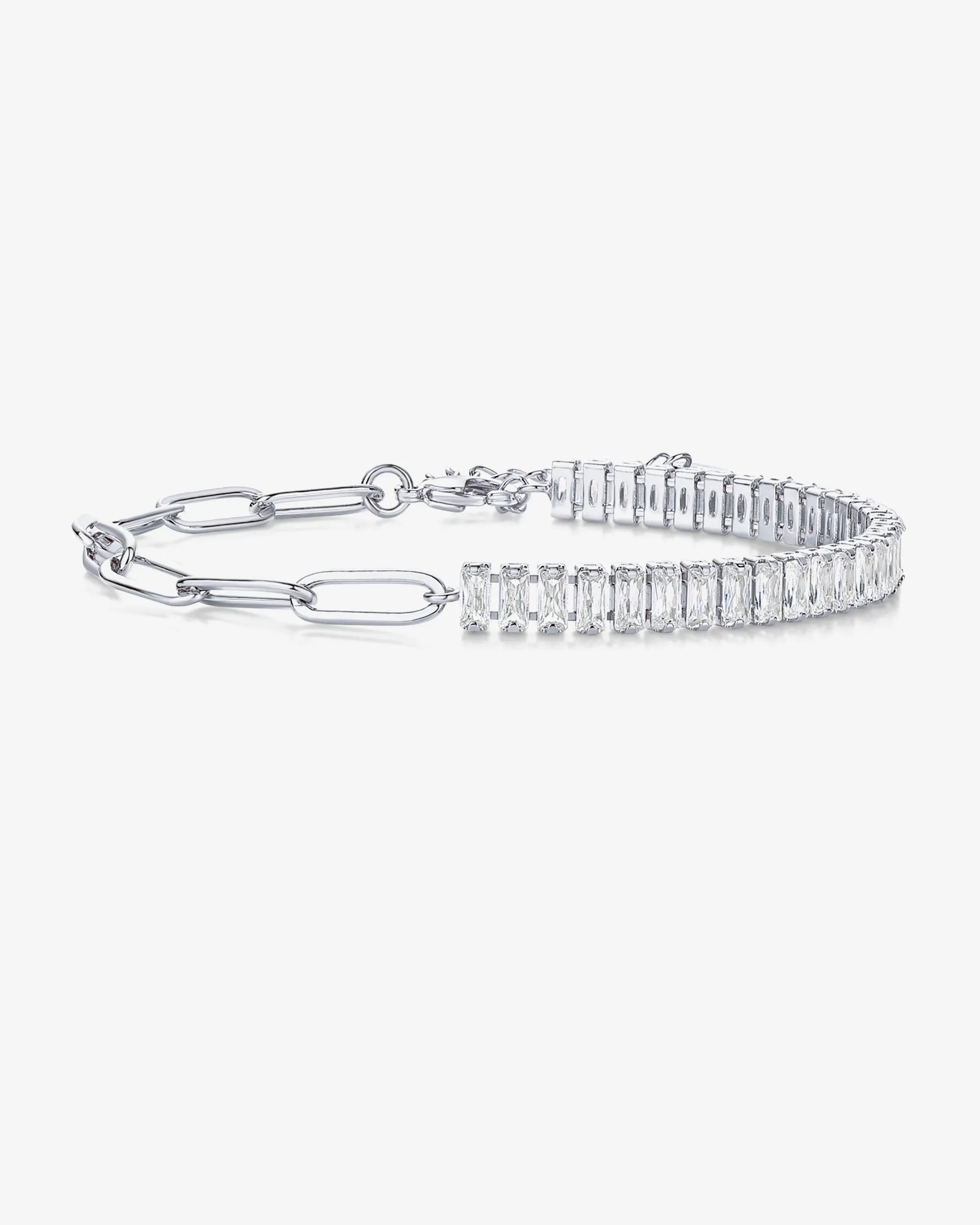 Baguette Tennis & Paperclip Bracelet sold by PAVOI product image thumbnail 4