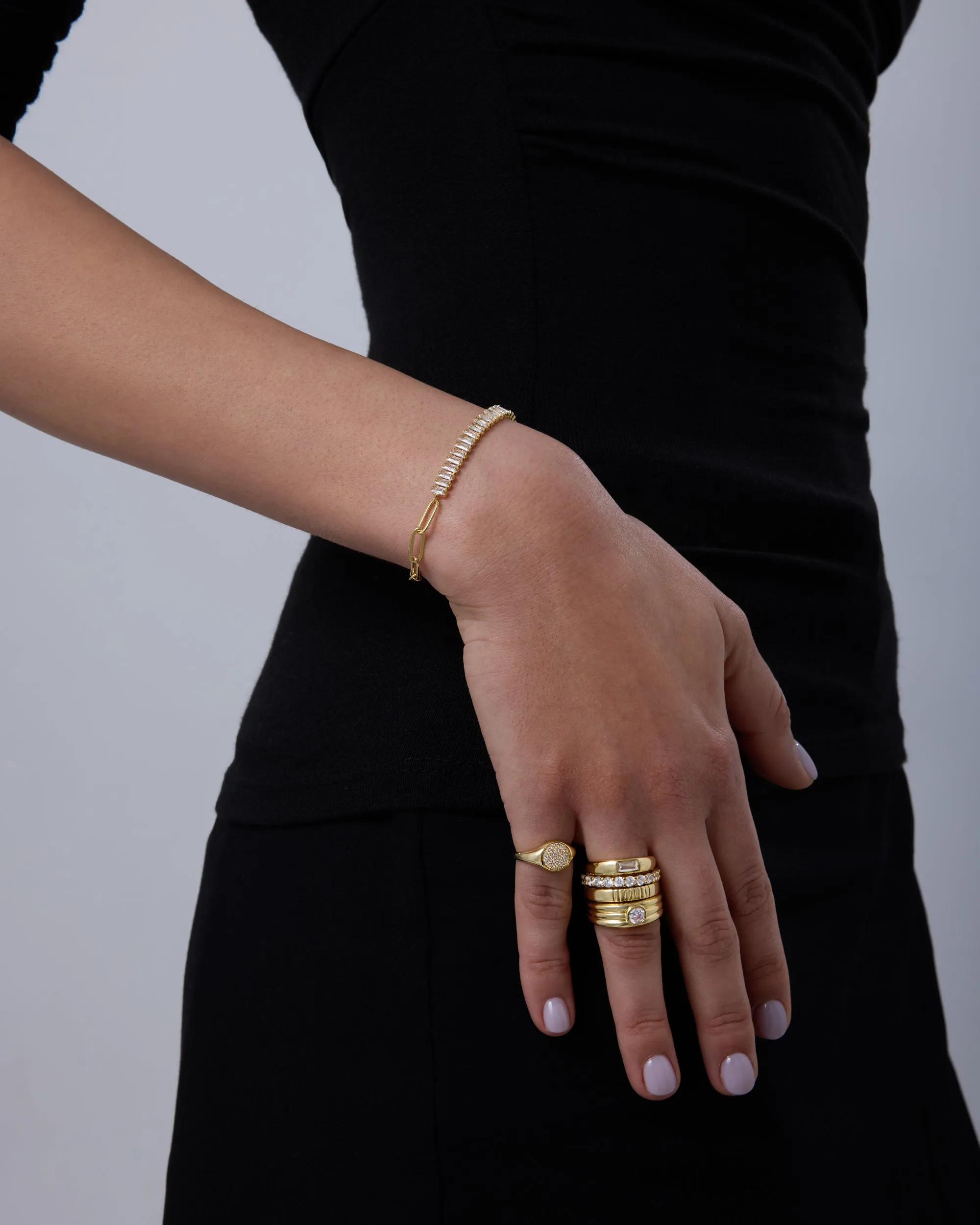 Baguette Tennis & Paperclip Bracelet sold by PAVOI product image thumbnail 3