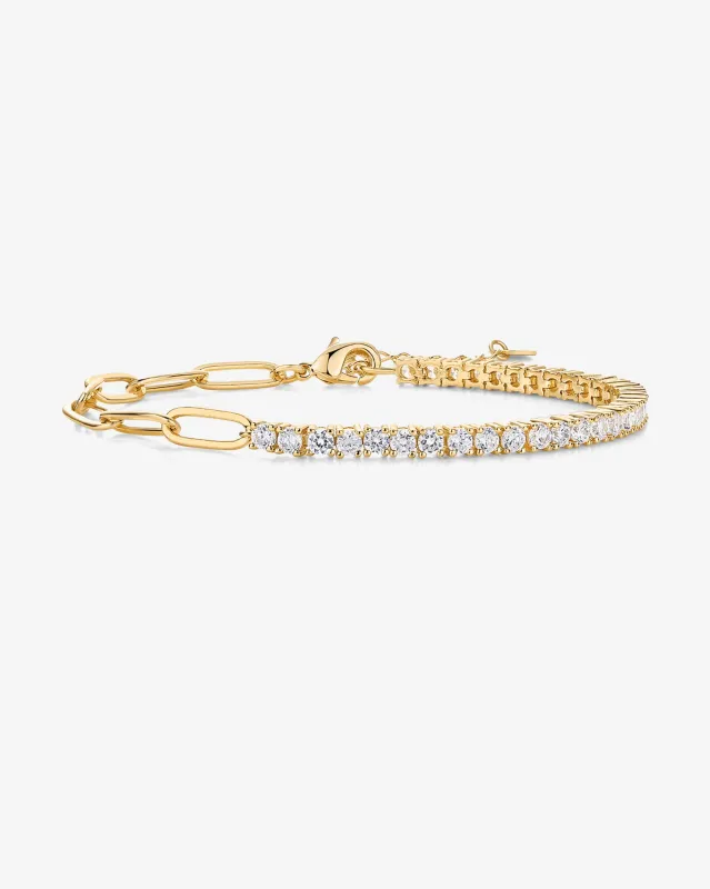 Pavé Tennis & Paperclip Bracelet made by PAVOI