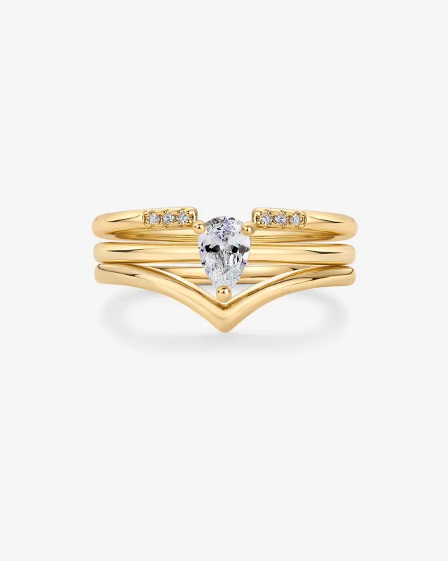 Dahlia Stackable 3-Pack Ring Set made by PAVOI