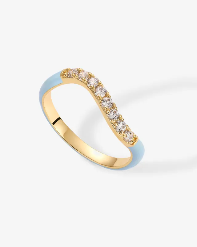 Azul Wavy Enamel Ring sold by PAVOI