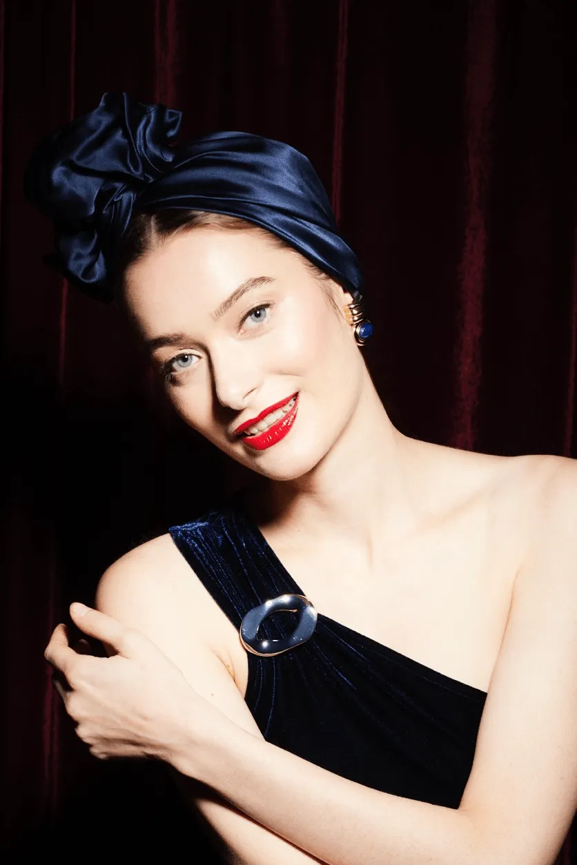 TURBAN AFRICAINE SOIE - MARINE sold by Indira de paris product image thumbnail 3