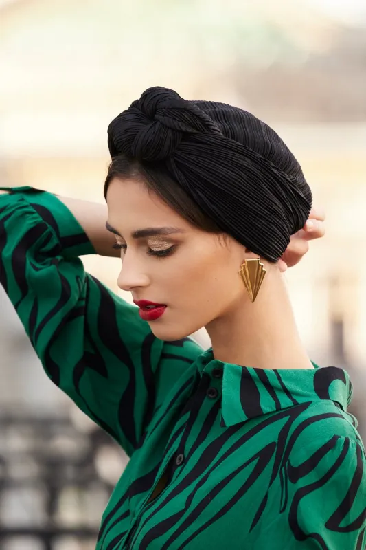 TURBAN BANDANA ROMY NOIR made by Indira de paris