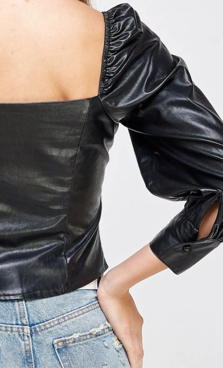 Get It Girl Faux Leather Top (black) sold by The Modish Box product image thumbnail 2