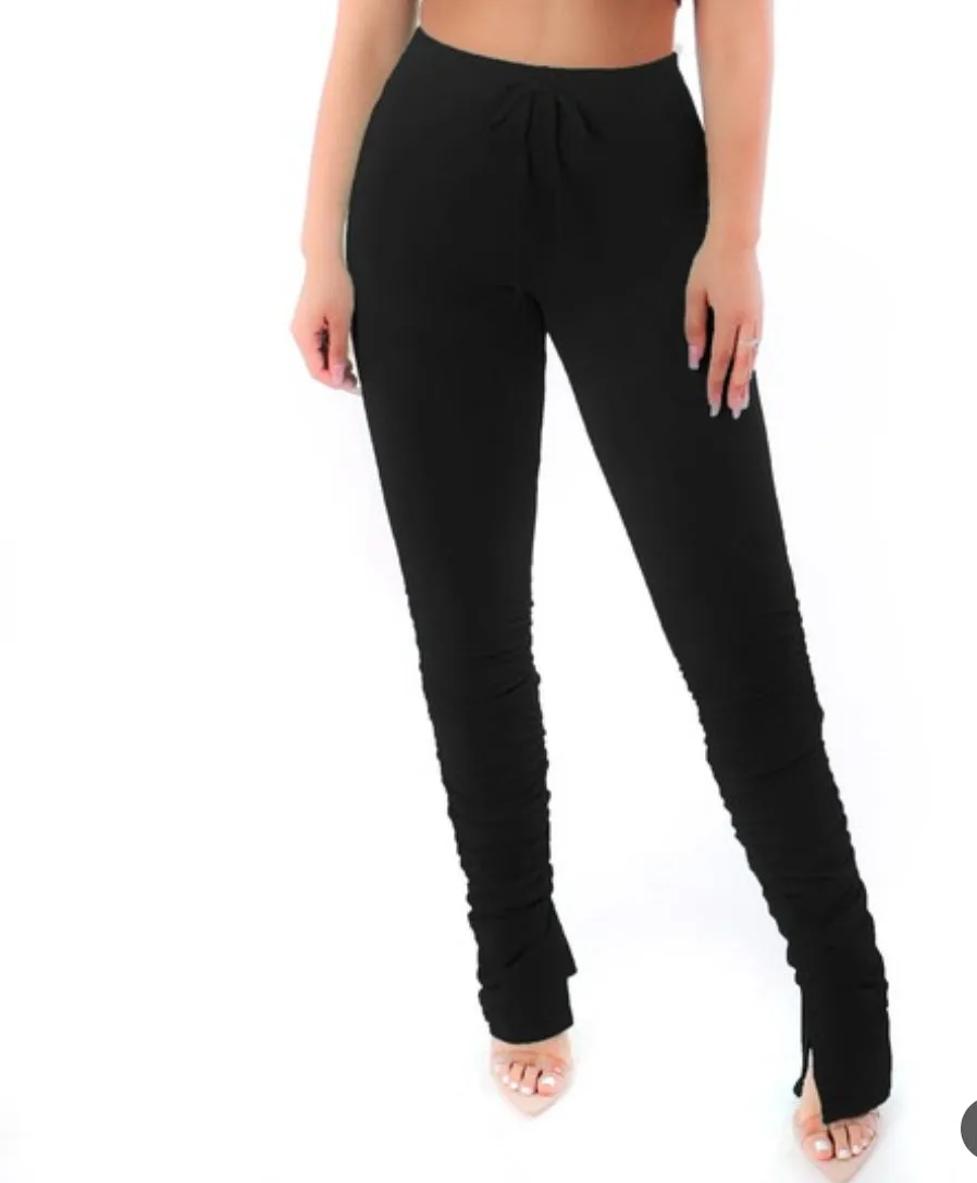 HAVE IT ALL STACKED LEGGINGS BLACK sold by The Modish Box
