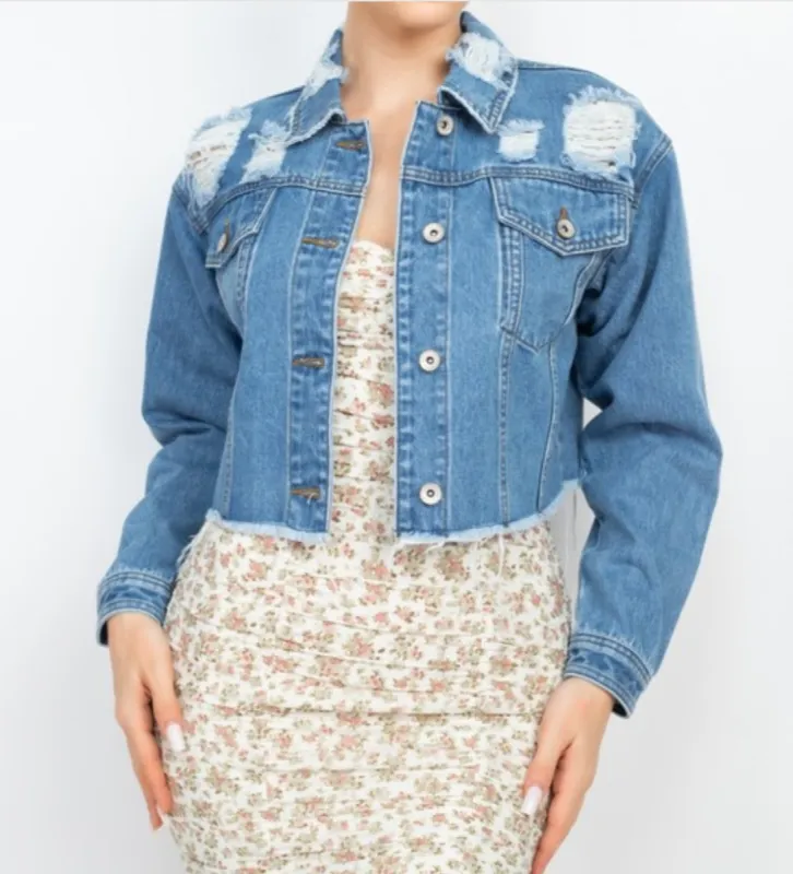 Misty Distressed Jean Jacket sold by The Modish Box