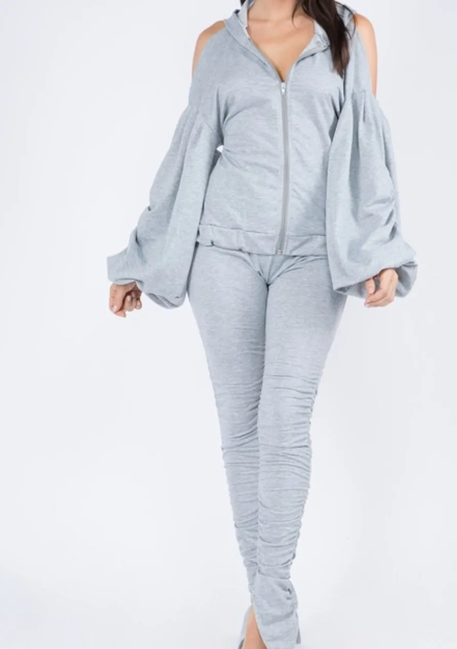 Puff Sleeve Hoodie Set sold by The Modish Box