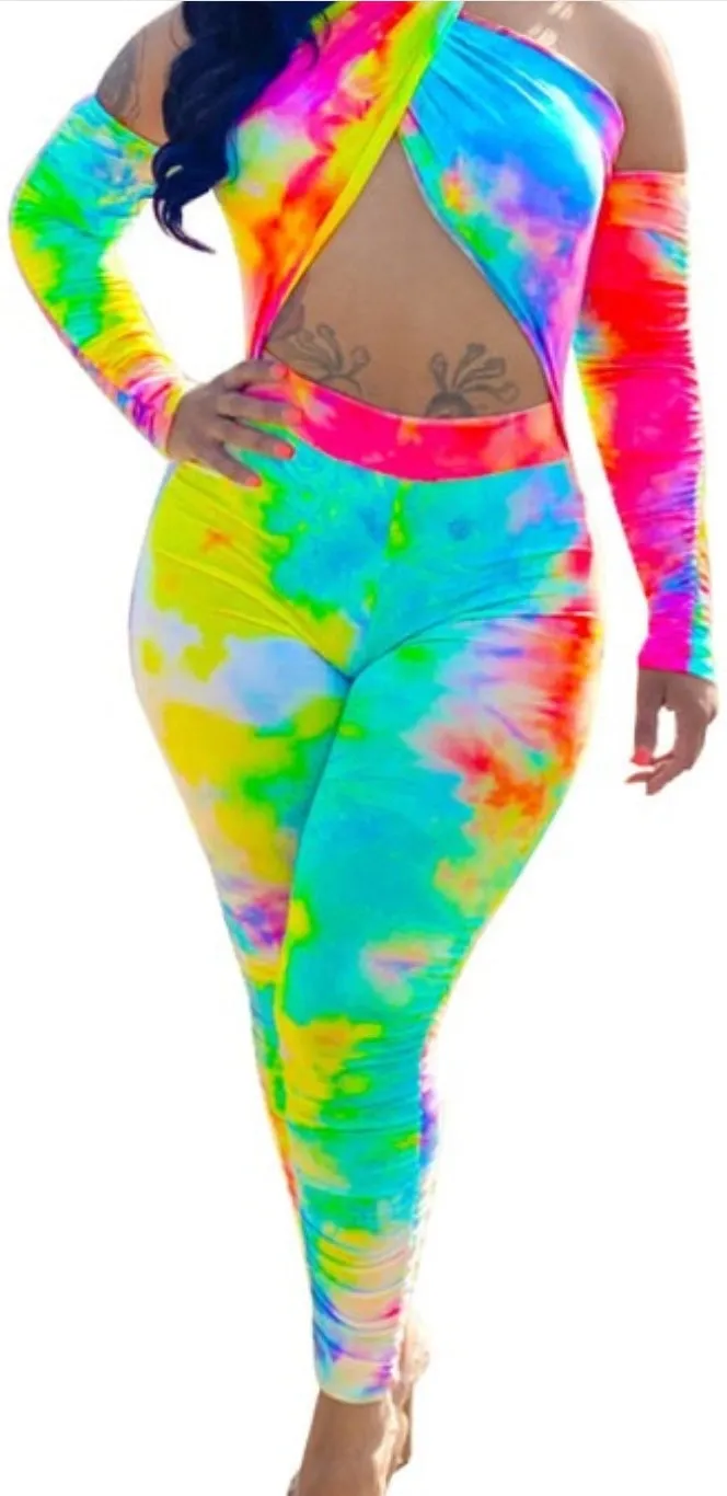 Twisted Tie Dye Halter Jumpsuit sold by The Modish Box