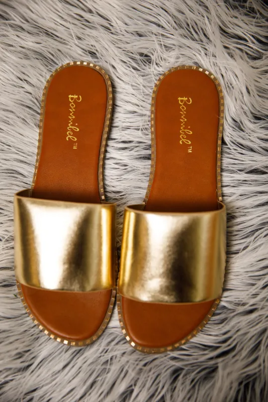Kassidy slide sandal Gold sold by The Modish Box