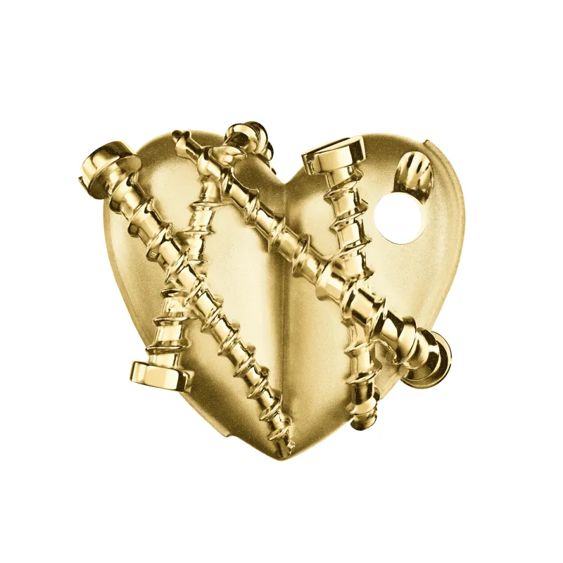Bullet Hole Heart Pendant with Screws XL sold by Homer