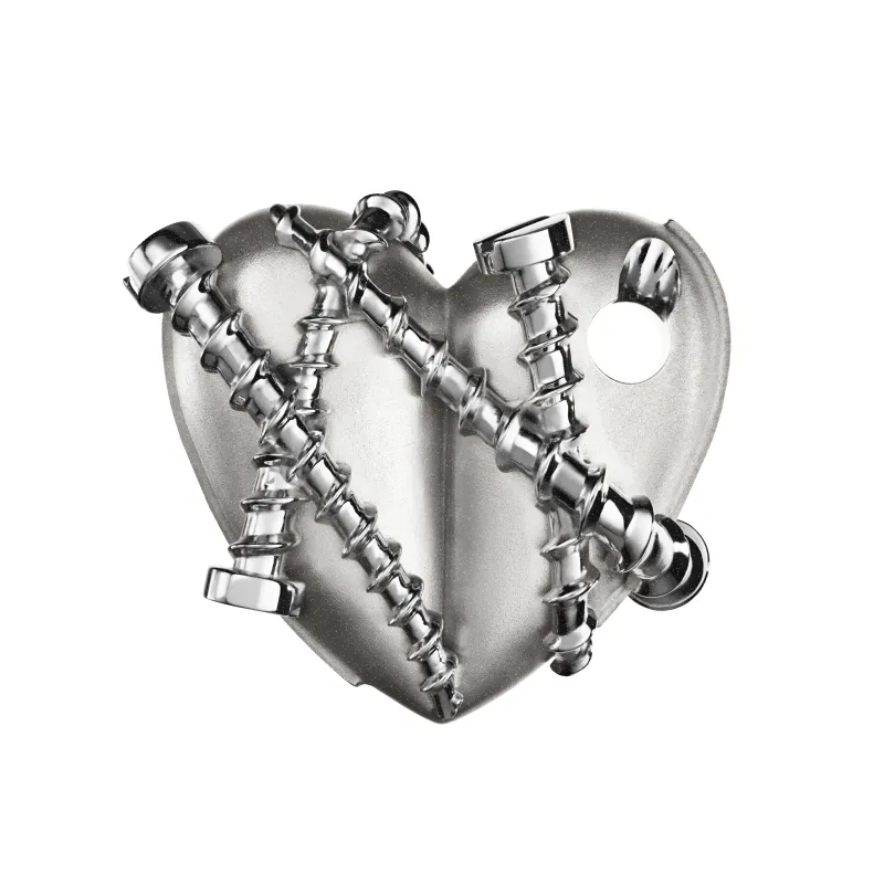 Bullet Hole Heart Pendant with Screws XL sold by Homer