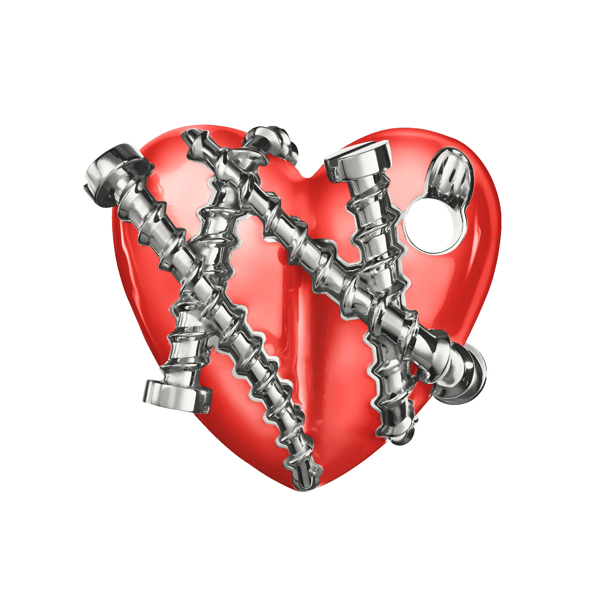 Bullet Hole Heart Pendant with Screws XL sold by Homer product image thumbnail 4