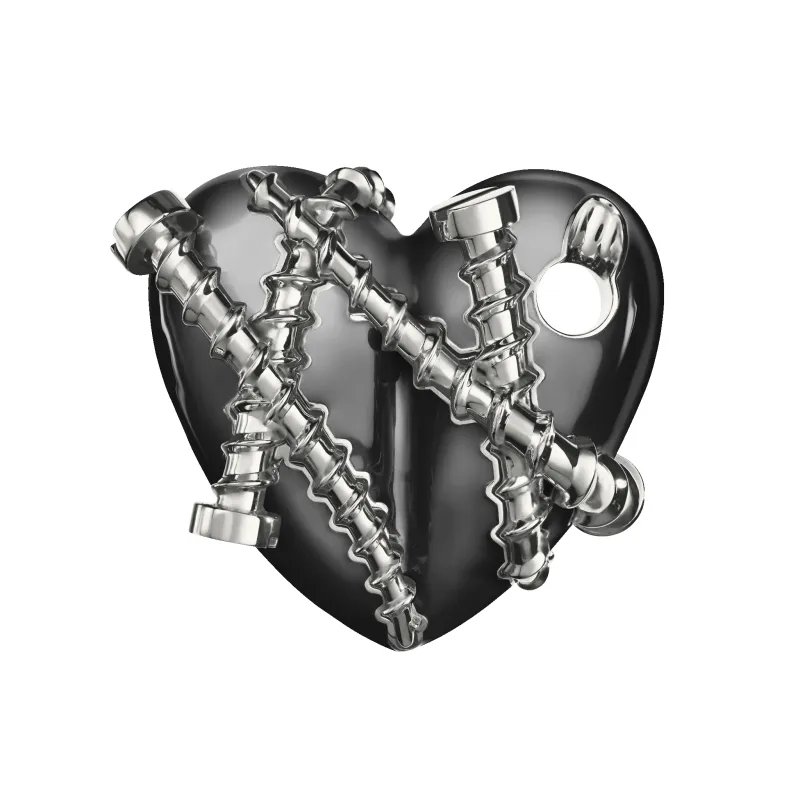 Bullet Hole Heart Pendant with Screws XL sold by Homer