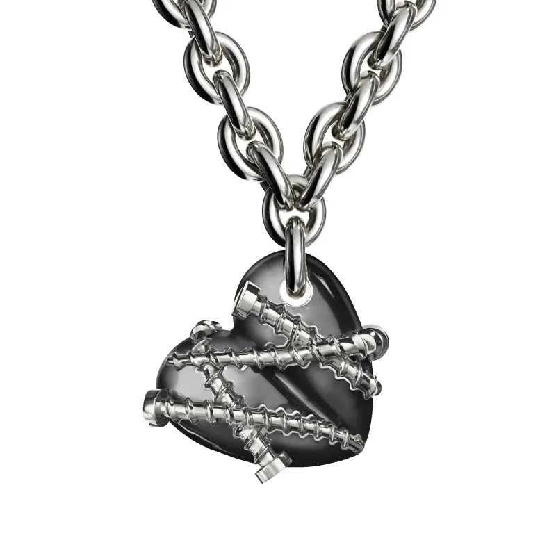 Bullet Hole Heart Pendant with Screws M with Chain sold by Homer