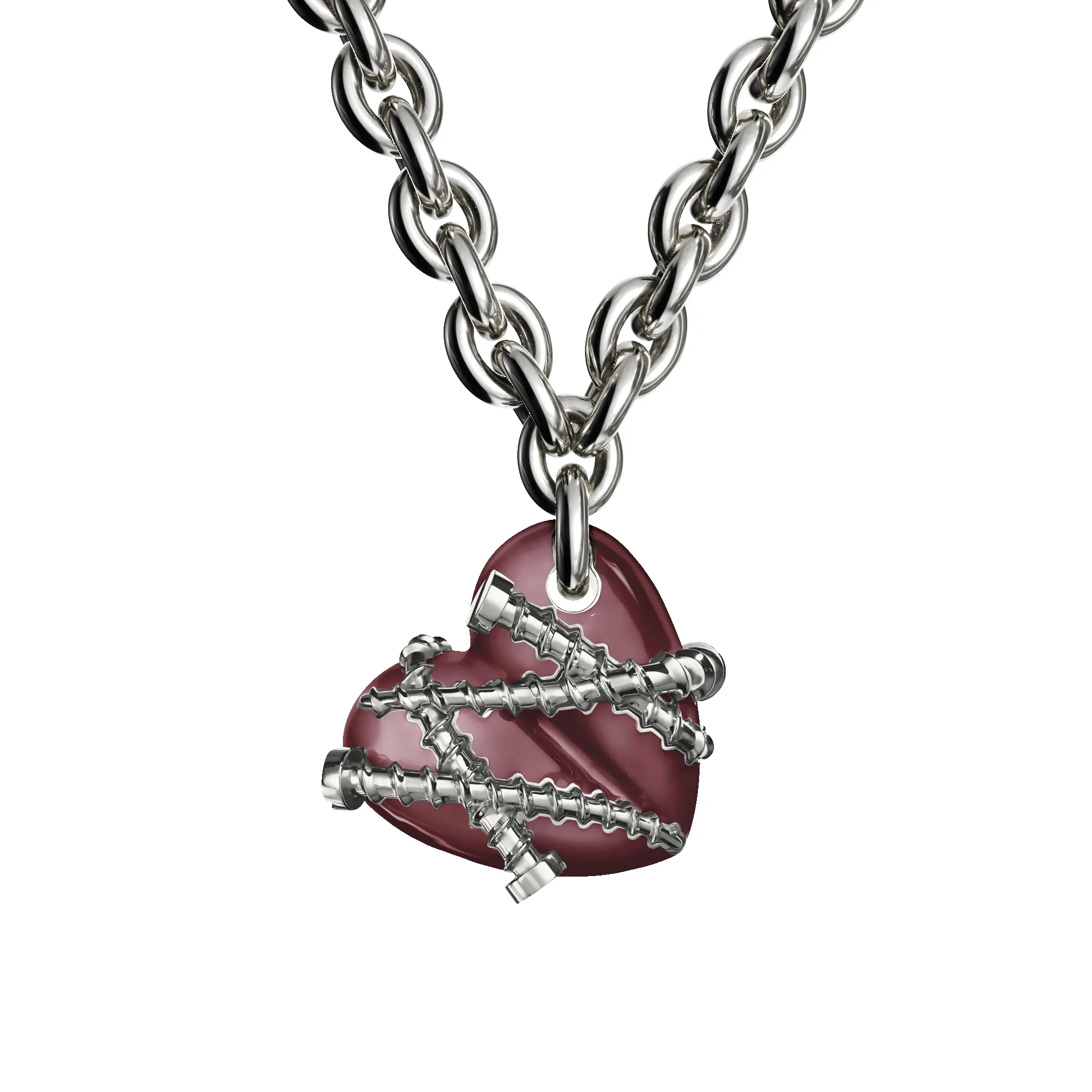 Bullet Hole Heart Pendant with Screws with Chain sold by Homer product image thumbnail 5