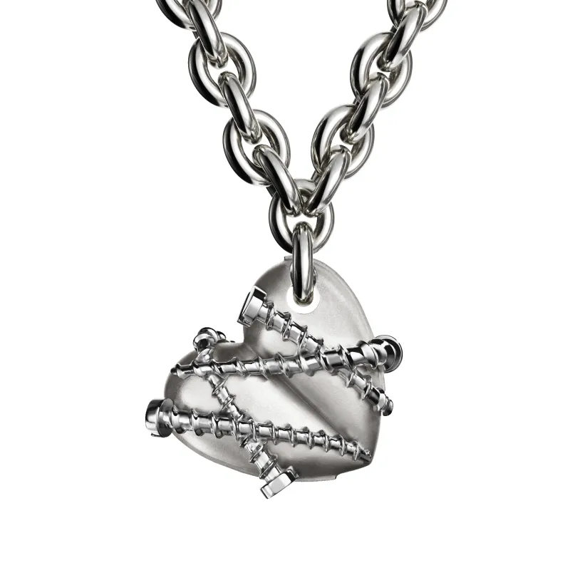 Bullet Hole Heart Pendant with Screws M with Chain sold by Homer