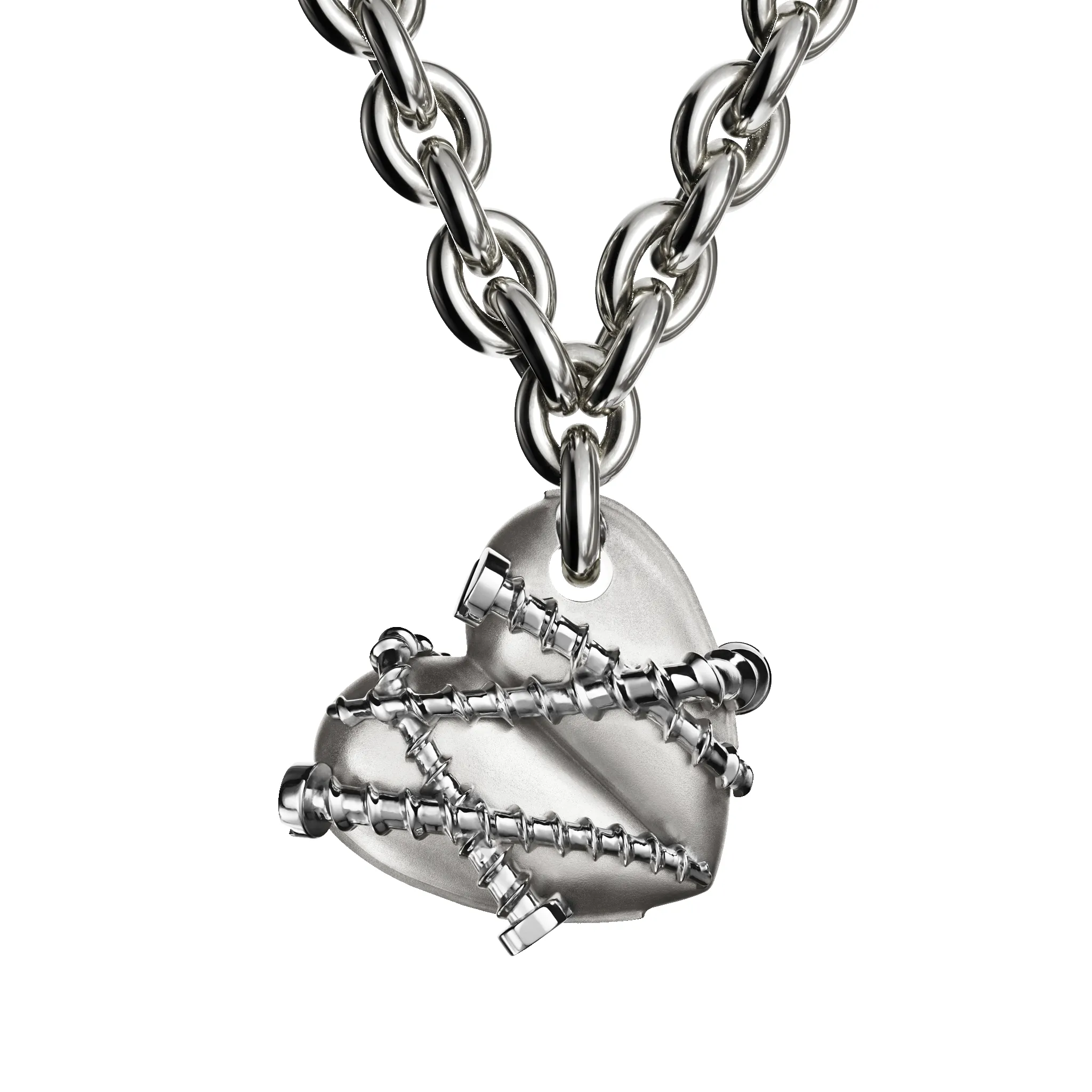 Bullet Hole Heart Pendant with Screws M with Chain sold by Homer