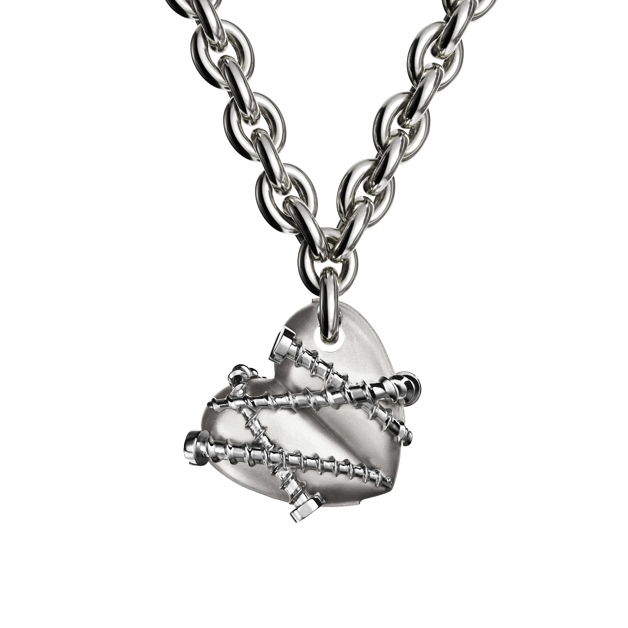 Bullet Hole Heart Pendant with Screws with Chain sold by Homer