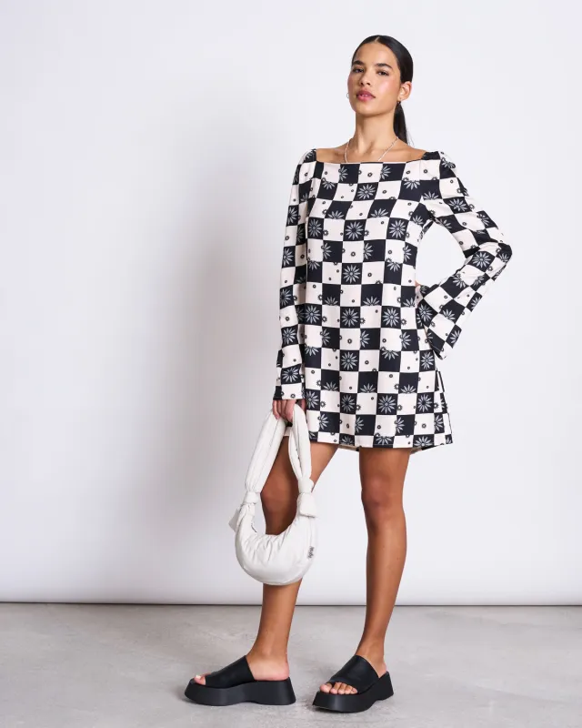 SQUARE NECK MINI DRESS GLAD FLORAL SQUARE PRINT sold by JAN 'N JUNE