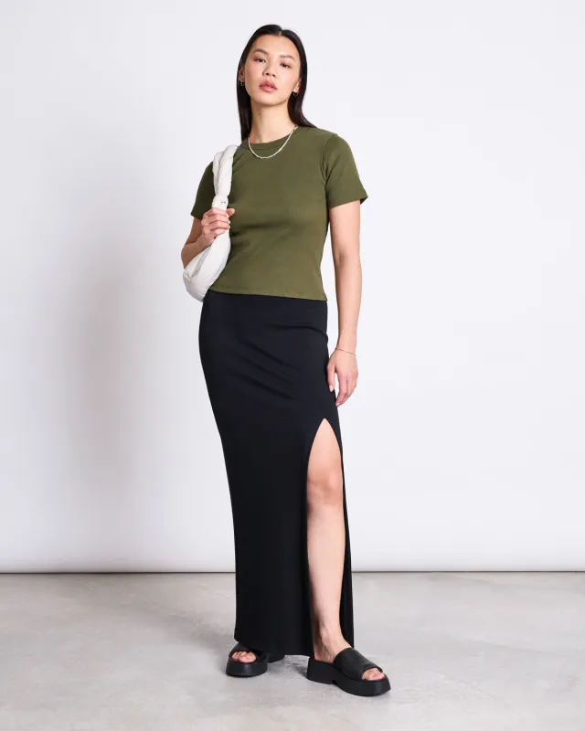 RIB T-SHIRT NILE DARK OLIVE GOTS sold by JAN 'N JUNE