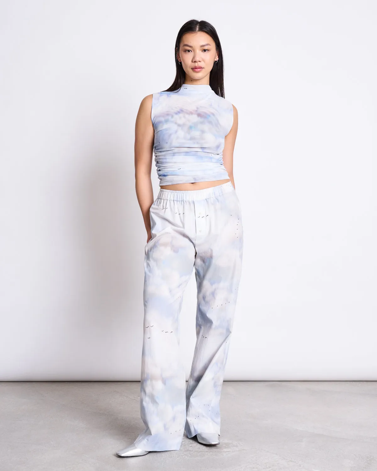 RUFFLE TOP LAGUNA CLOUD PRINT sold by JAN 'N JUNE