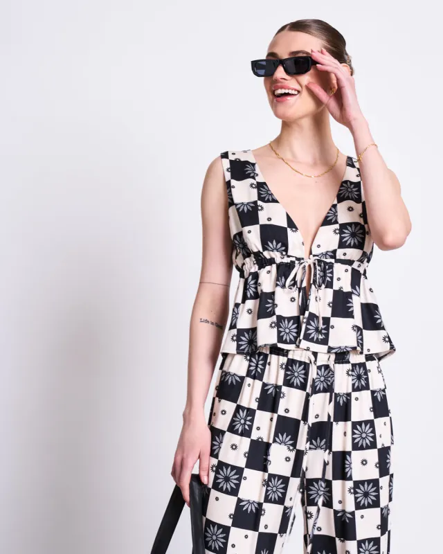 TIE TOP VESTER FLORAL SQUARE PRINT sold by JAN 'N JUNE