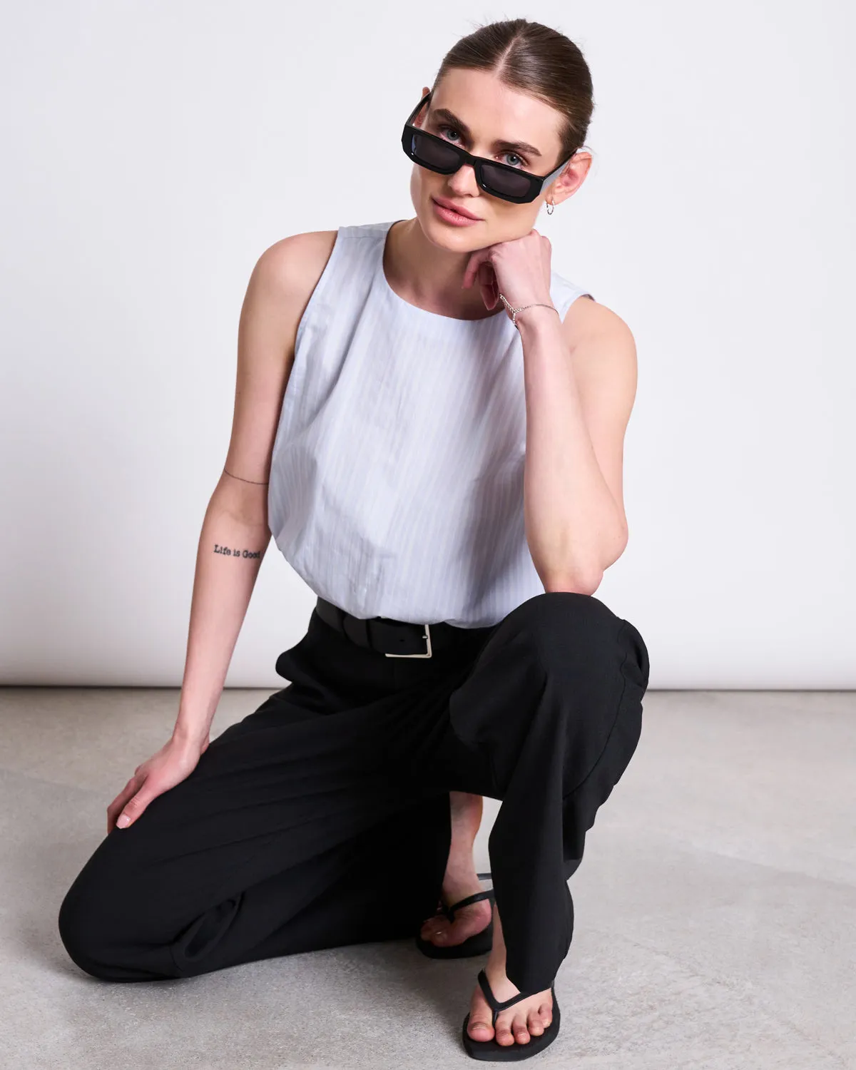 COTTON TOP AMALIEN BLUE WHITE STRIPED GOTS sold by JAN 'N JUNE