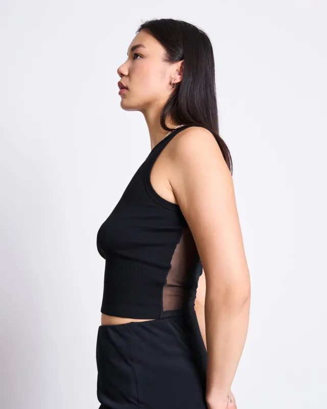 TRANSPARENT BACK TANK TOP HOLMEN BLACK made by JAN 'N JUNE