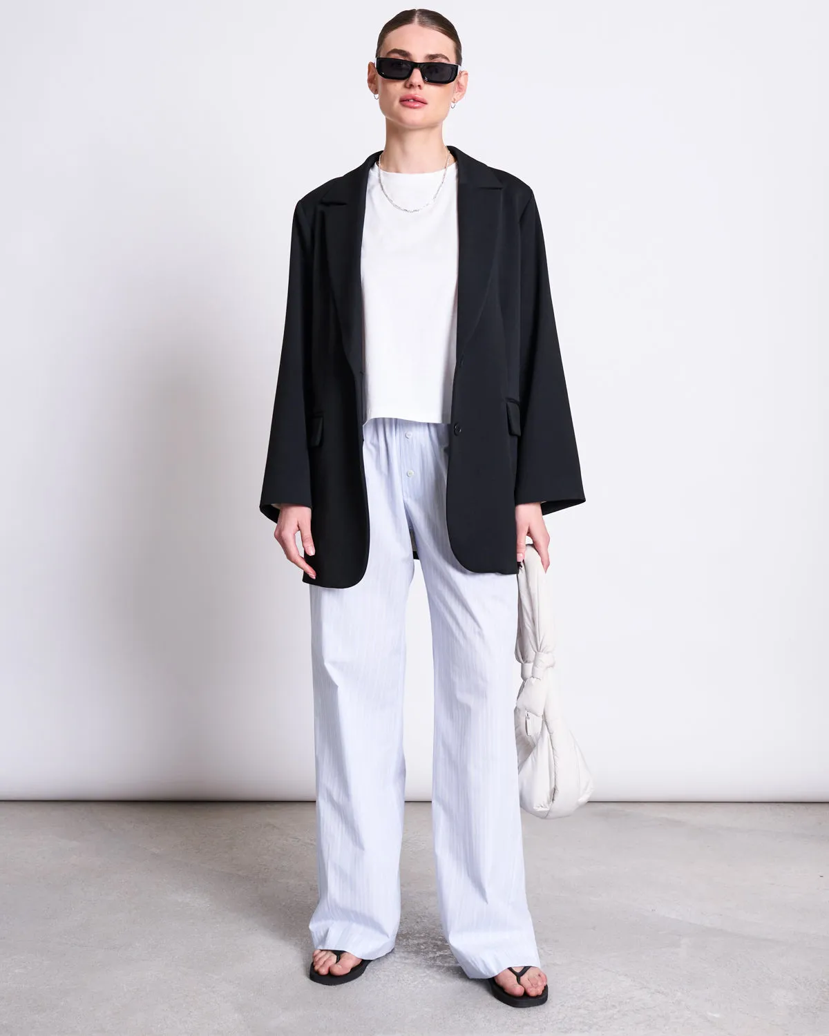 COTTON PANTS SOBY BLUE WHITE STRIPED GOTS sold by JAN 'N JUNE product image thumbnail 3