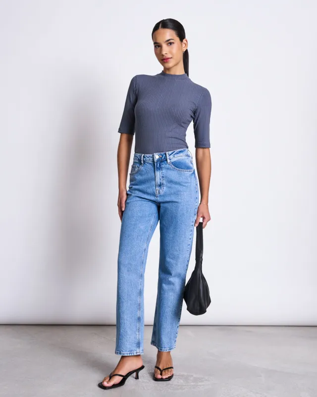 TENCEL™ LYOCELL RIB T-SHIRT NINA TURBULENCE sold by JAN 'N JUNE