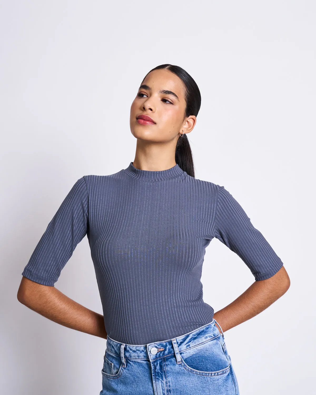 TENCEL™ LYOCELL RIB T-SHIRT NINA TURBULENCE sold by JAN 'N JUNE product image thumbnail 2