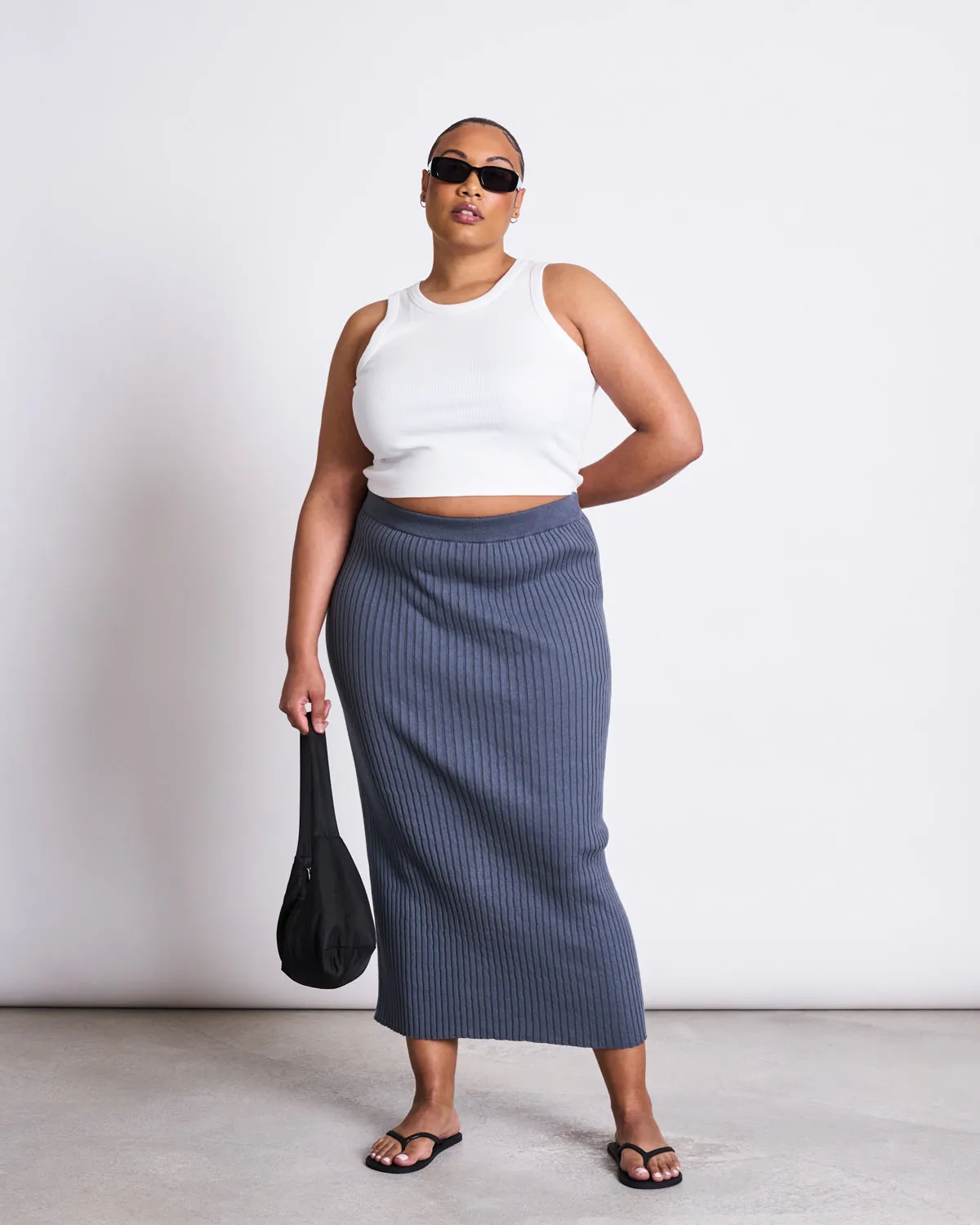MIDI KNIT SKIRT EBBA TURBULENCE GOTS sold by JAN 'N JUNE