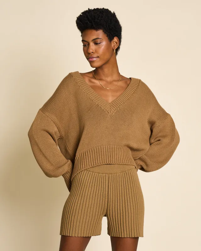 KNIT SHORTS IDOIA WALNUT sold by JAN 'N JUNE