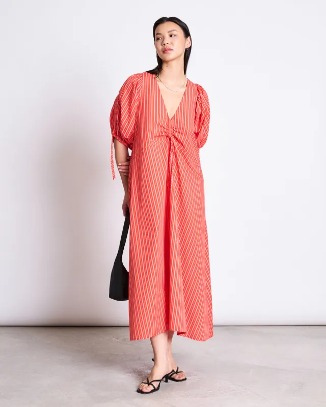 MAXI DRESS DANS CHERRY RED WHITE STRIPED sold by JAN 'N JUNE