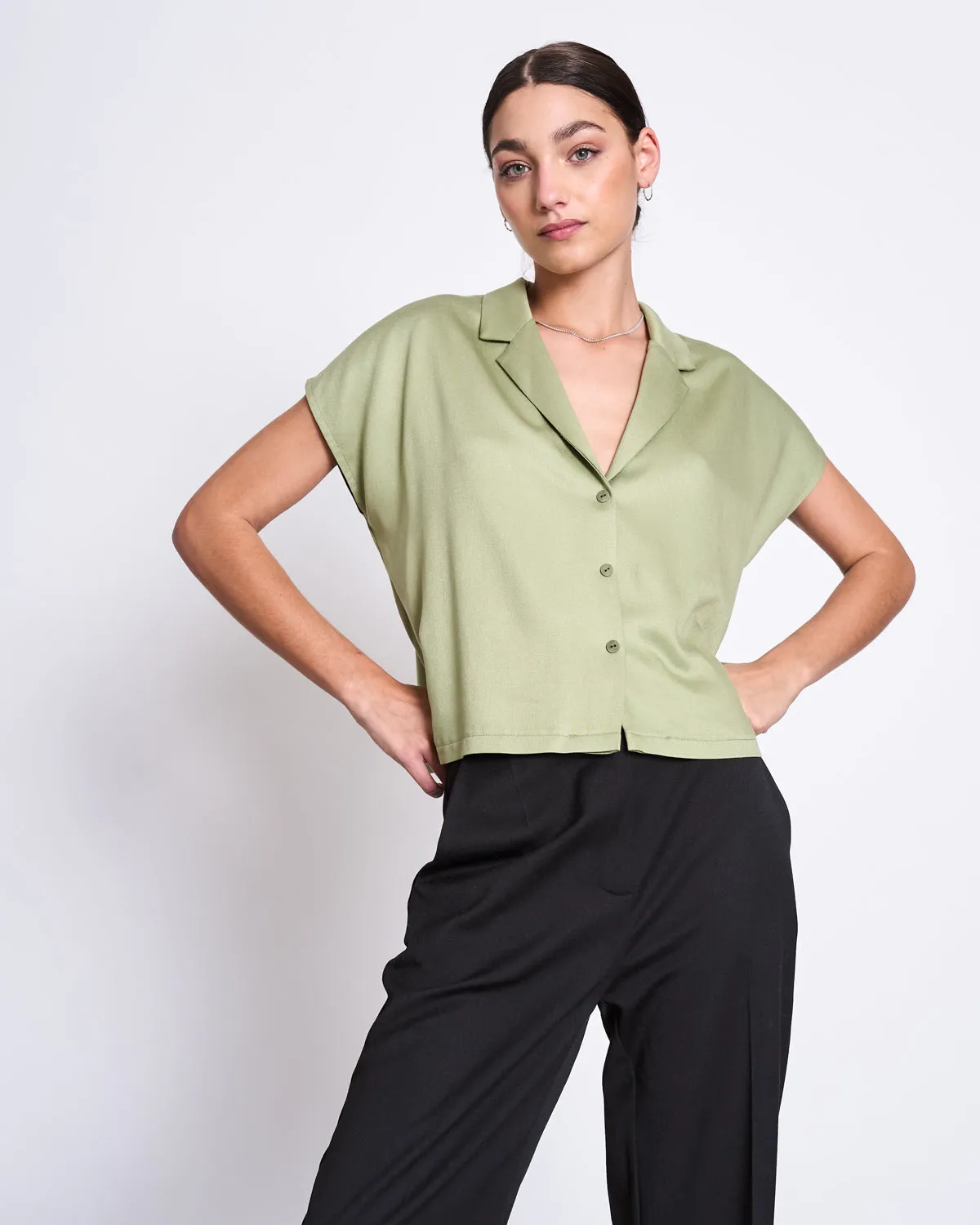 BLOUSE TIERRA PALE OLIVE sold by JAN 'N JUNE