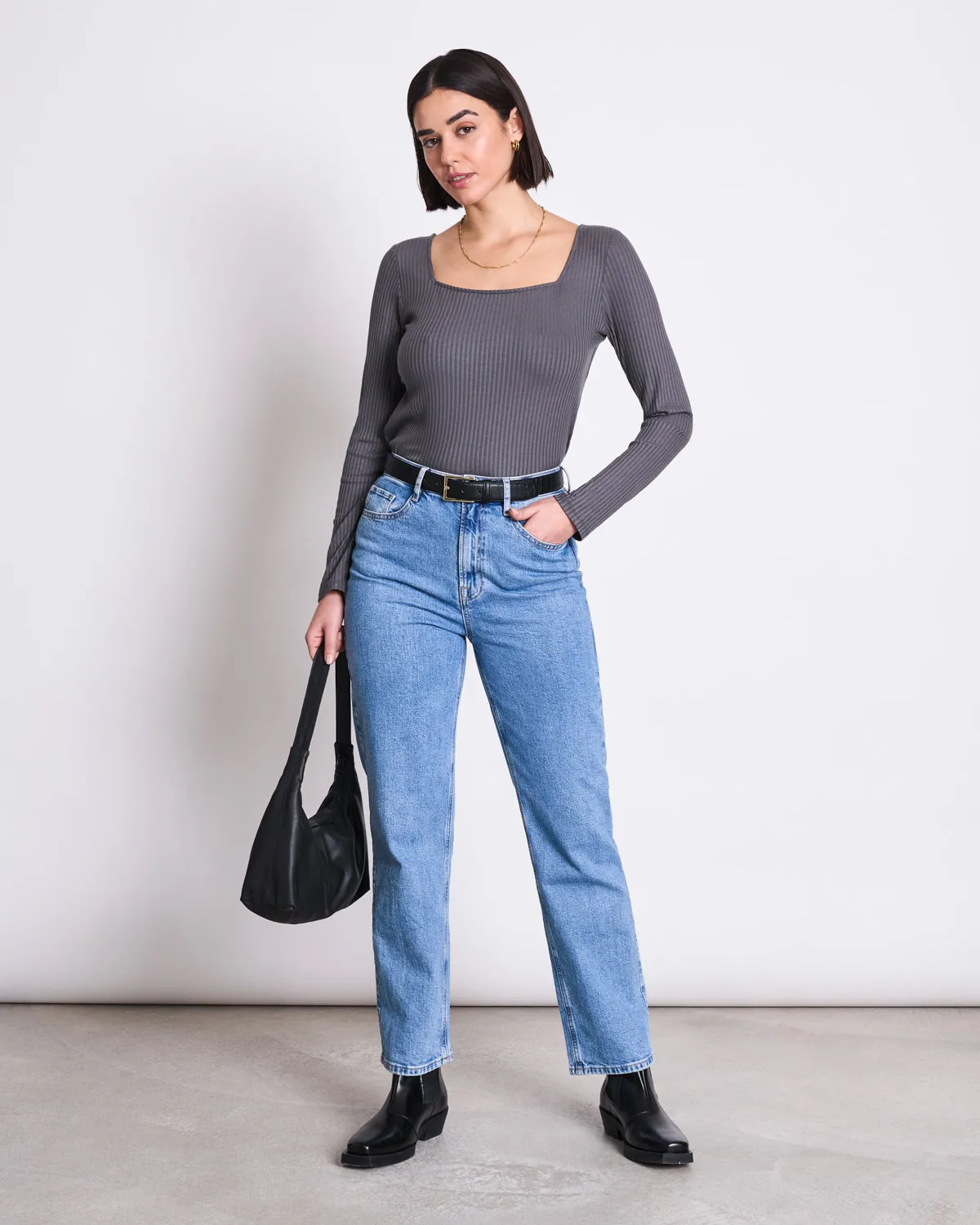 SQUARE NECK LONGSLEEVE FRIA DARK GREY sold by JAN 'N JUNE product image thumbnail 3