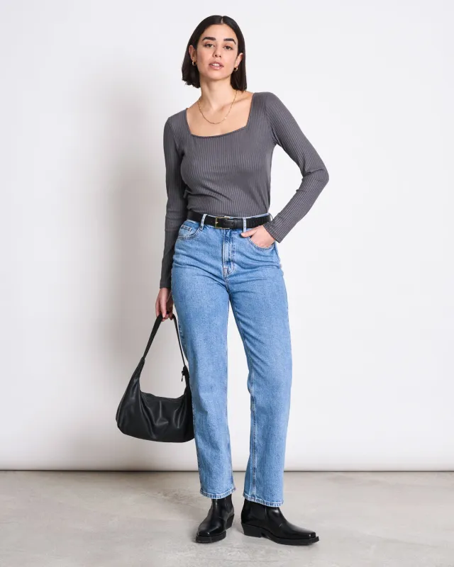 SQUARE NECK LONGSLEEVE FRIA DARK GREY sold by JAN 'N JUNE